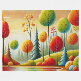 Minnesota Herfst Forest en Lake Fleece Deken