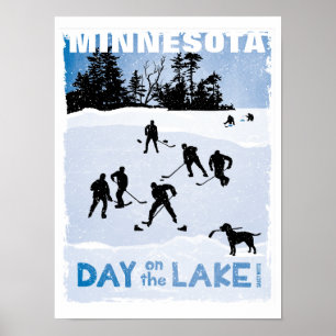 Minnesota Hockey Day op het Pond Hockey Blue Poster