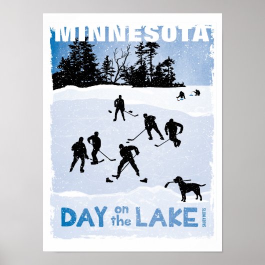 Minnesota Hockey Day op het Pond Hockey Blue Poster (Voorkant)