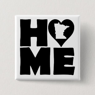 Minnesota Home Heart State Knop Badge Speld Vierkante Button 5,1 Cm