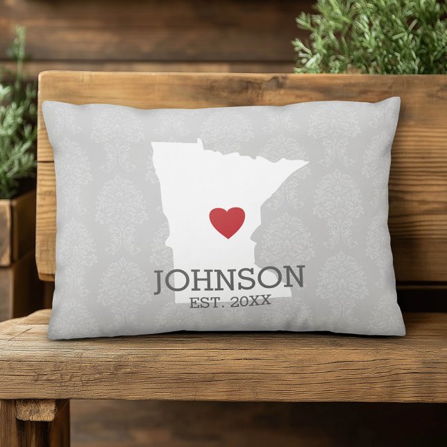Minnesota Home State City Map - aangepaste bruilof Accent Kussen (Custom Pillow)