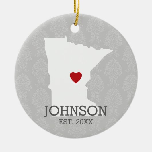 Minnesota Home State City Map - aangepaste bruilof Keramisch Ornament (Voorkant)