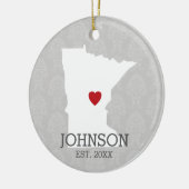 Minnesota Home State City Map - aangepaste bruilof Keramisch Ornament (Links)