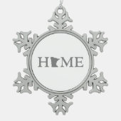 Minnesota Home State Shaped Letter Word Art Grey Tin Sneeuwvlok Ornament (Voorkant)