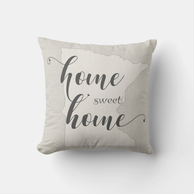 Minnesota - Home Sweet Home burlap-look Kussen (Voorkant)