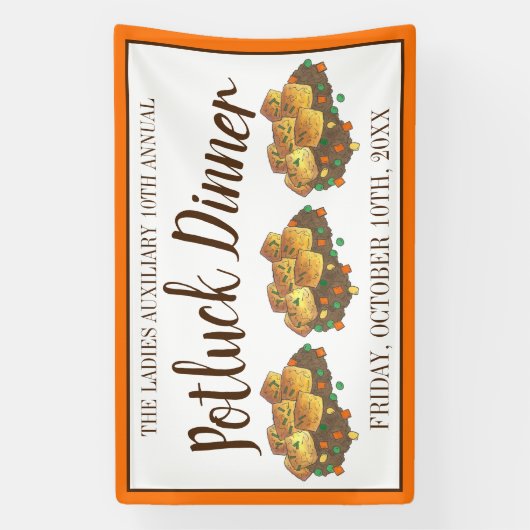 Minnesota Hot Dish Tater tot Casserole Potluck Spandoek (Verticaal)