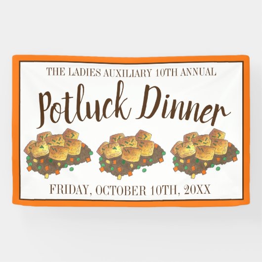 Minnesota Hot Dish Tater tot Casserole Potluck Spandoek (Horizontaal)