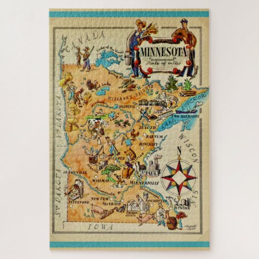 Minnesota Illustrated 20x30 Map  Legpuzzel (Verticaal)