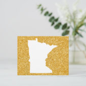 Minnesota in White en Gold Glitter Briefkaart (Staand voorkant)