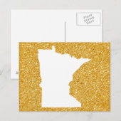 Minnesota in White en Gold Glitter Briefkaart (Voorkant / Achterkant)