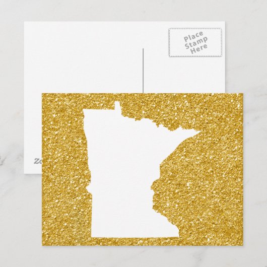 Minnesota in White en Gold Glitter Briefkaart (Voorkant / Achterkant)