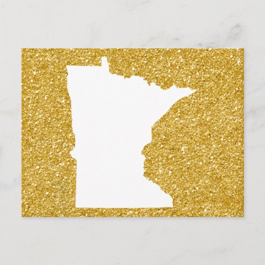 Minnesota in White en Gold Glitter Briefkaart (Voorkant)