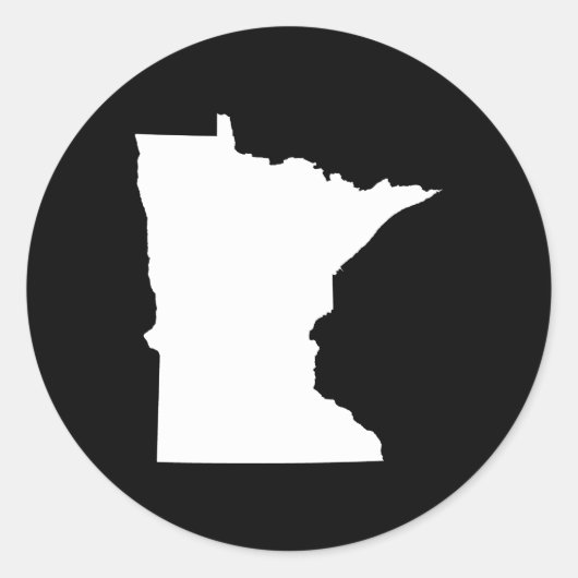 Minnesota in wit en zwart ronde sticker (Voorkant)