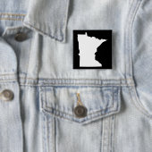 Minnesota in wit en zwart vierkante button 5,1 cm (In situ)