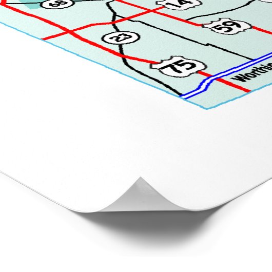 Minnesota Interstate Map Afdrukken Poster (Hoek)