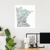 Minnesota Interstate Map Afdrukken Poster (Thuiskantoor)