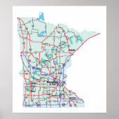 Minnesota Interstate Map Afdrukken Poster (Voorkant)