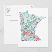Minnesota Interstate Map Briefkaart (Voorkant / Achterkant)