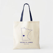 Minnesota Kaart Bruiloft Welkomsttas Tas, Marine Tote Bag (Voorkant)
