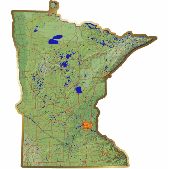 Minnesota Kaart Magnet uit Fotobeeldje Magneet (Voorkant)