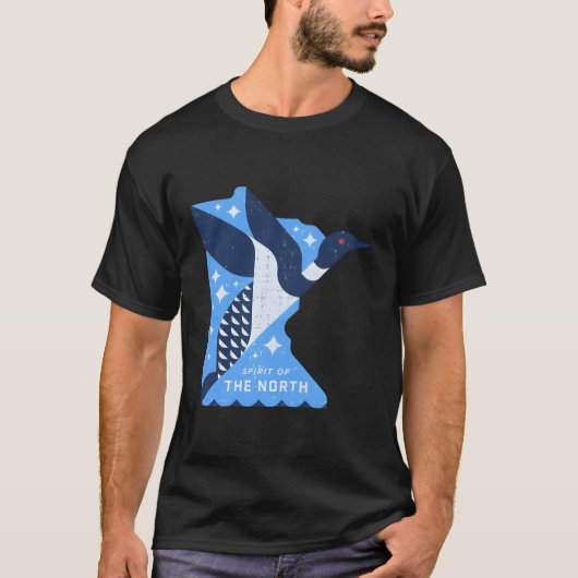 Minnesota kaart met een Loon Vogel Geest van het N T-shirt (Voorkant)