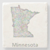 Minnesota-kaart Stenen Onderzetter (Voorkant)