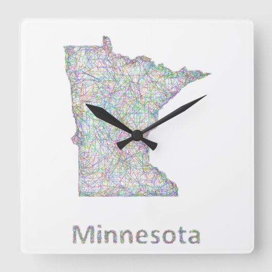 Minnesota-kaart Vierkante Klok (Voorkant)
