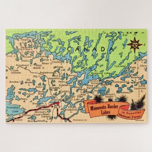 Minnesota Lakes 20x30 Map Jigsaw Puzzle Legpuzzel (Horizontaal)