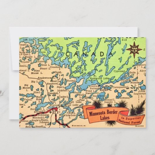 Minnesota Lakes Map Card Bedankkaart (Voorkant)