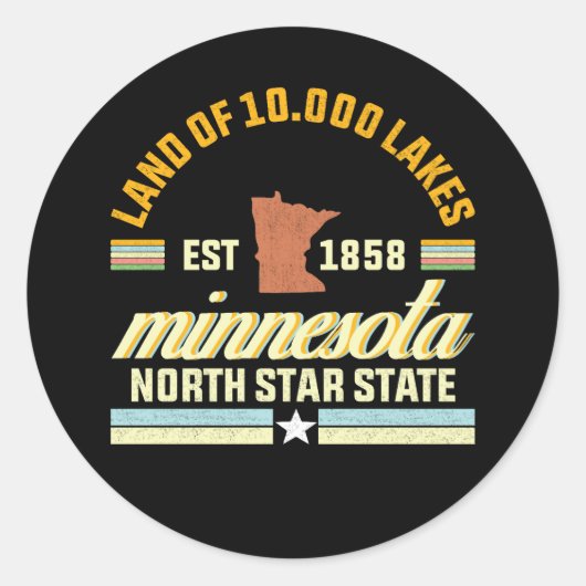 Minnesota Land of 10,000 Lakes Ronde Sticker (Voorkant)