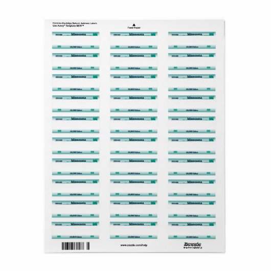 Minnesota License Plate Address Label (Full Sheet)