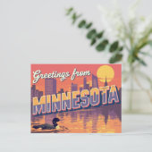 Minnesota Loon and City Skyline Briefkaart (Staand voorkant)