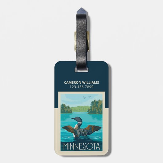 Minnesota | Loon Bagagelabel (Achterkant verticaal)