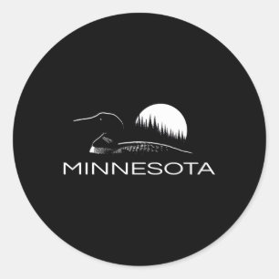 Minnesota Loon en Bomen in Moonlight Ronde Sticker