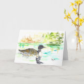 Minnesota Loon Gevouwen Wenskaart Kaart (Gele Bloem)