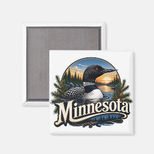 Minnesota Loon Lake Zonsondergang Magneet