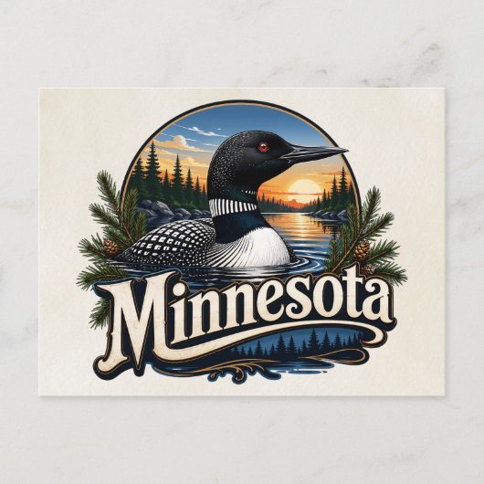 Minnesota Loon Staatsvogel Kunst Briefkaart (Voorkant)