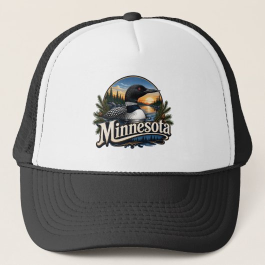 Minnesota Loon Vogel Natuur Kunst Trucker Pet (Voorkant)