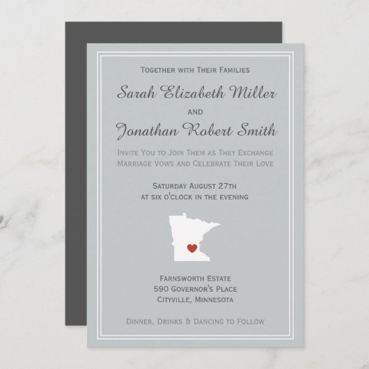 Minnesota Love -  huwelijksuitnodiging Kaart (Voorkant / Achterkant)