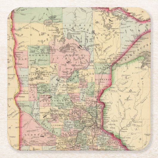 Minnesota Map door Mitchell Kartonnen Onderzetters (Voorkant)