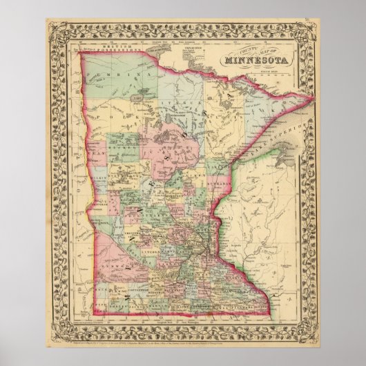 Minnesota Map door Mitchell Poster (Voorkant)
