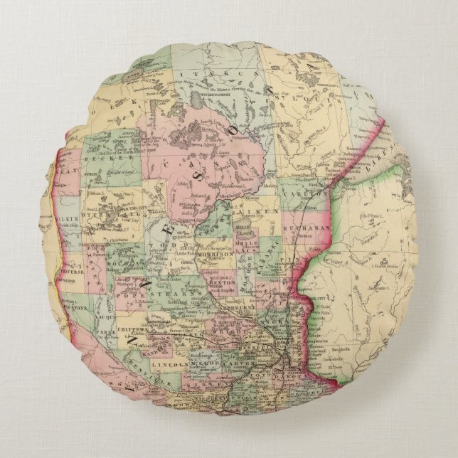 Minnesota Map door Mitchell Rond Kussen (Voorkant)
