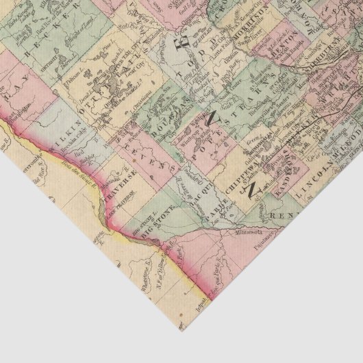 Minnesota Map door Mitchell Tissuepapier (Detail)