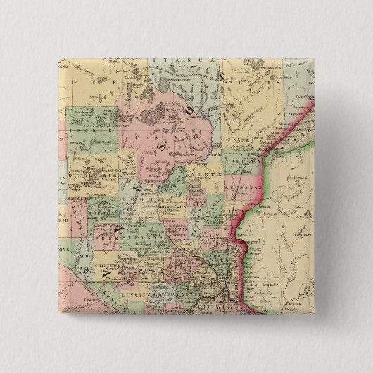 Minnesota Map door Mitchell Vierkante Button 5,1 Cm (Voorkant)