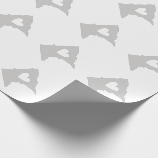 Minnesota Map Vorm grijs met wit hart Cadeaupapier (Hoek)