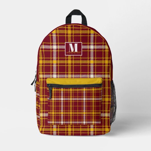 Minnesota maroon and gold pattern Tartan Plaid Bedrukte Rugzak (Voorkant)