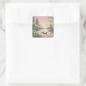 Minnesota-meer zonsondergang met duikers, stickers (Tas)