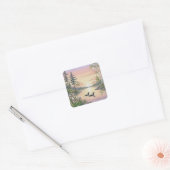 Minnesota-meer zonsondergang met duikers, stickers (Envelop)