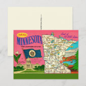 Minnesota Meren Kaart Ansichtkaart (Voorkant / Achterkant)