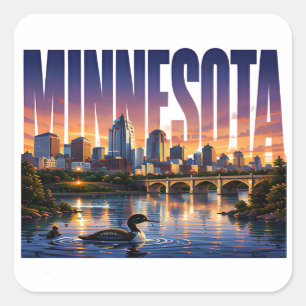 Minnesota Meren Skyline North Star Avontuur Vierkante Sticker